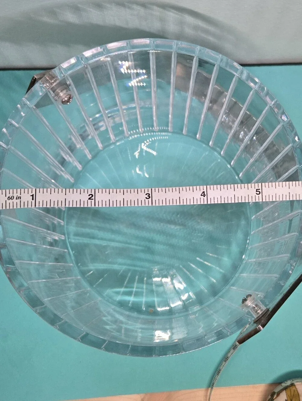 Vtg Crystal Sasaki Ice Bucket with Stainless Steel Handle Fine Crystal 6in